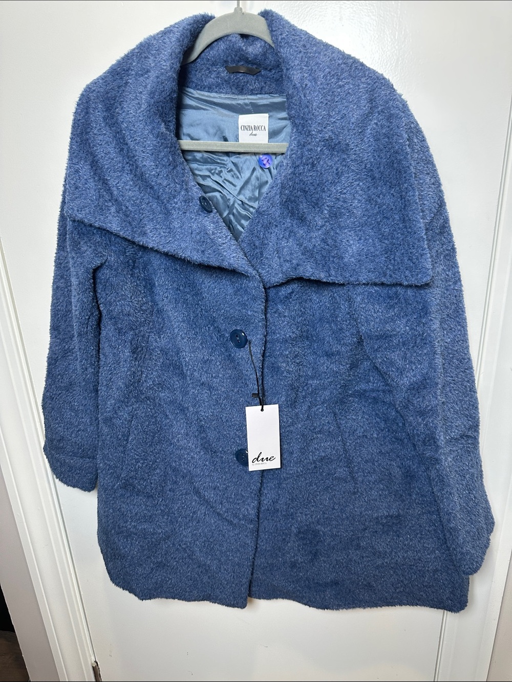 Cinzia Rocca Icons Plush Teddy Coat in Blue (003)